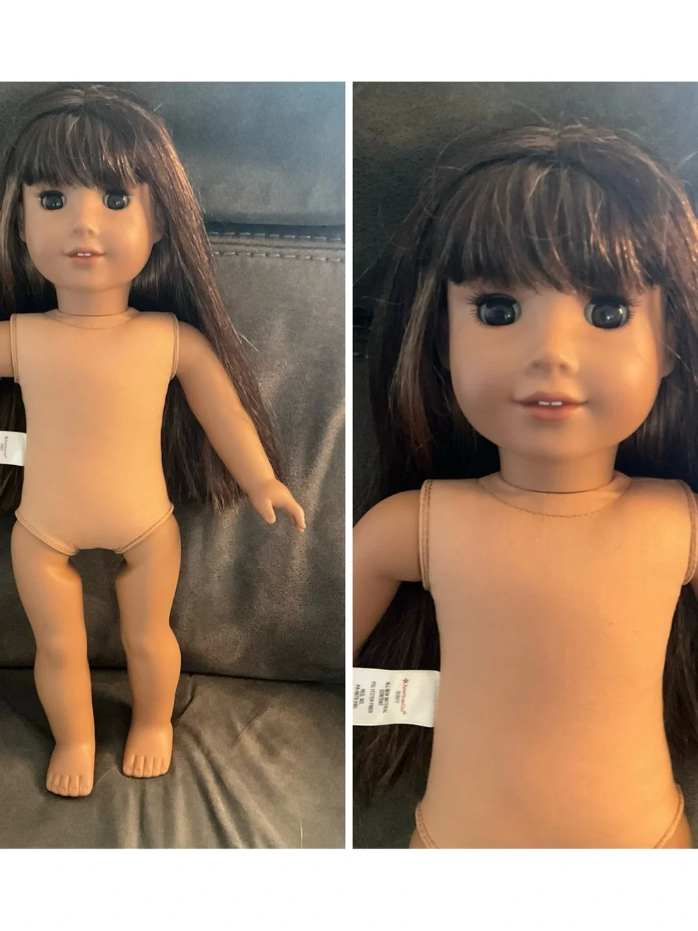 American Girl Doll in Lavender Dress with Brown Hair